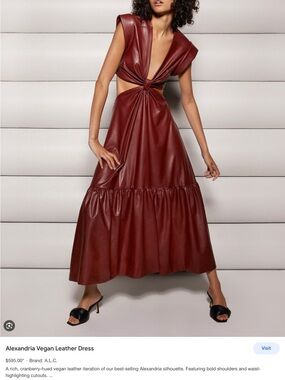 A.L.C. Alexandria Vegan Leather Dress in Cranberry